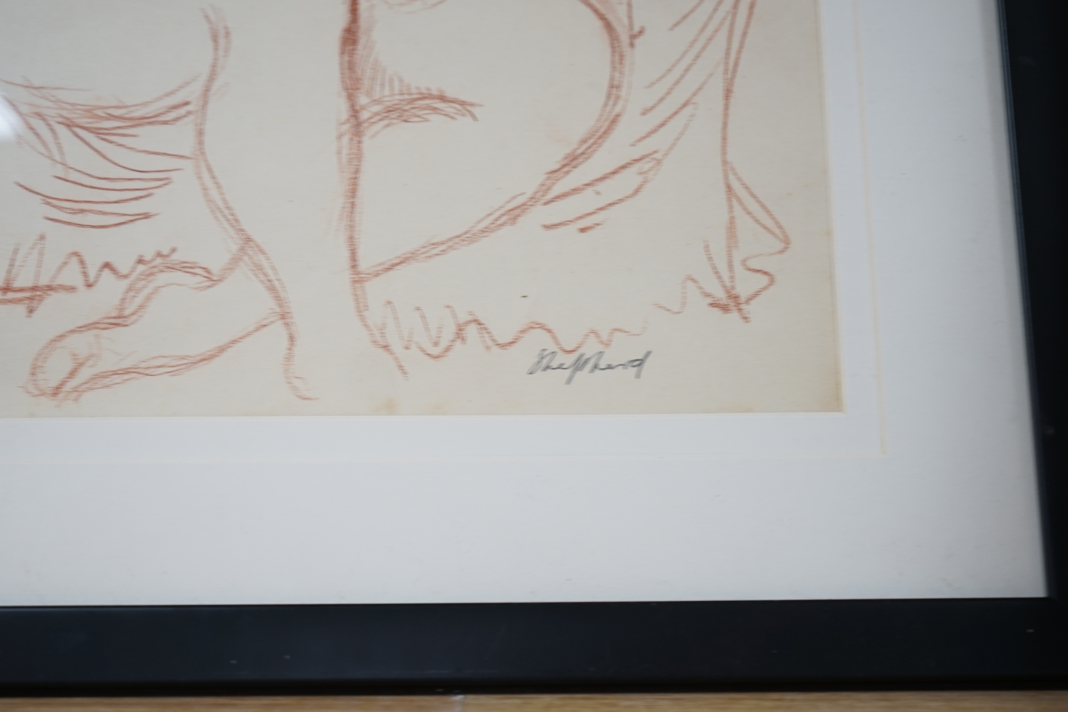 Sidney Horne Shepherd (1909–1993), sanguine chalk, Study of a seated nude woman, signed, 36 x 26cm. Condition - fair to good